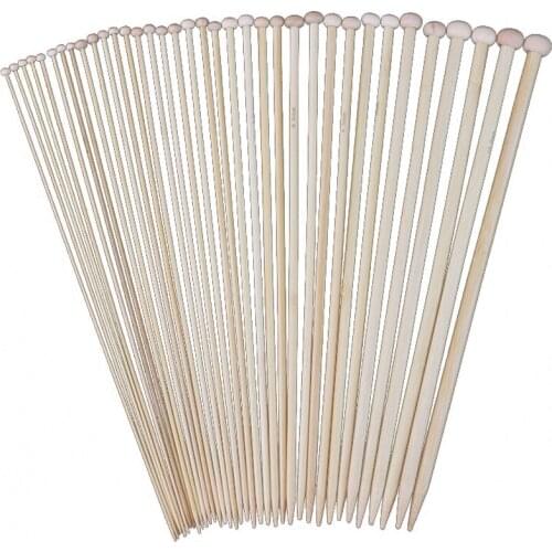 18 Sizes 36Cm Single Pointed Bamboo Knitting Needles Set Kit (2.0Mm - 10.0Mm)