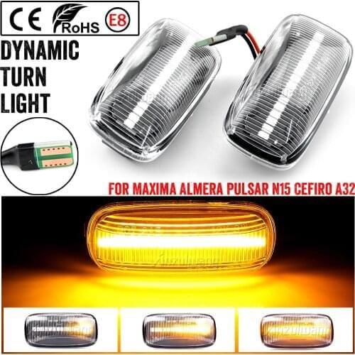 2X For Nissan Maxima Almera Pulsar N15 Cefiro A32 1995-2000 Car Led Dynamic Turn Signal Light Side Marker Fender Lamp Indicator