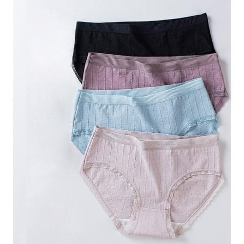 3pcs Underwear Women Briefs 100% Cotton Crotch Mid-Waist Girls Summer Thin Breathable Panties Sexy Lingerie Plus Size 2XL