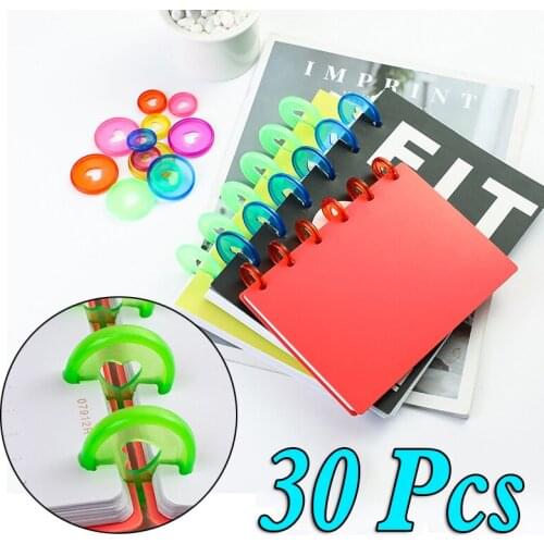 30PCS 24MM Colourful Binding Disc Mushroom HoleButton Notepad Plastic Loose-leaf Plastic Disc Buckle Paper Clip Office Wholesale