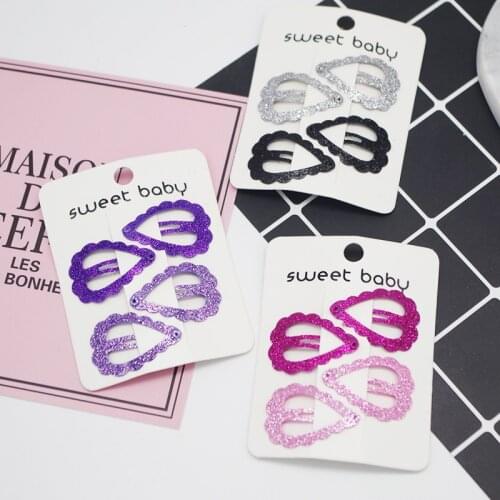 4PCS New Cute Heart-shaped Colour BB Clips Hairpins Girls Hair Accessories Children Headwear Baby Hair Clips Headdress