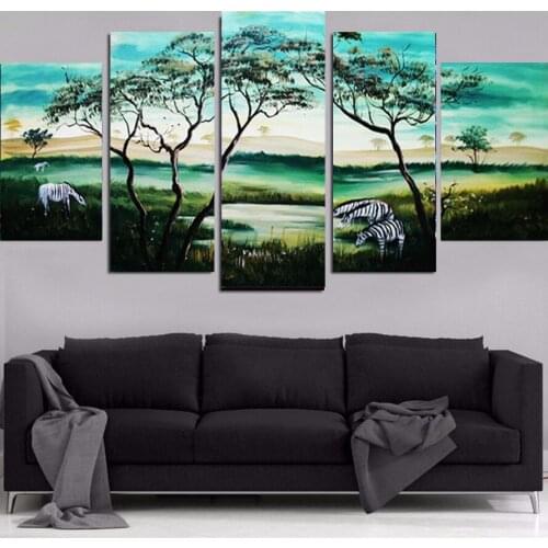 African scenery diamond painting zebra Art 5 Pieces diamond embroidery Pictures Modern Nature Wall Art full diamond mosaic art