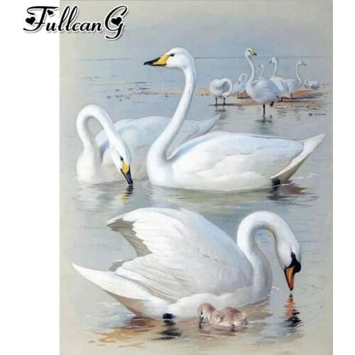 FULLCANG White goose diy 5d diamond mosaic diamond painting full square round drill diamond embroidery sale decoration FC2539