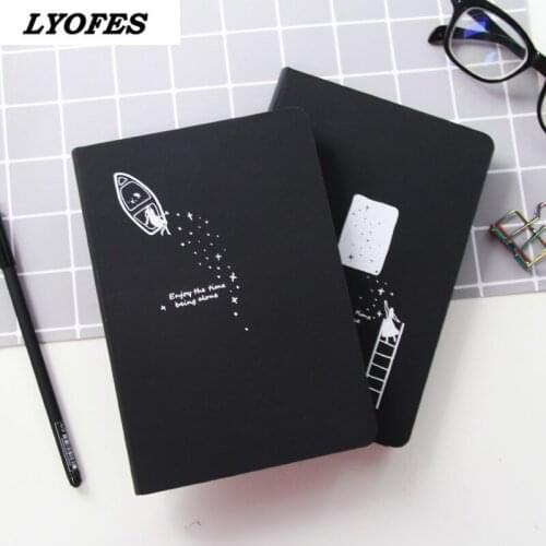 Black Star Notebook Hardcover Diary DIY Blank Black Paper Sketch Book 96sheets Notepad School Office Supply Papelaria