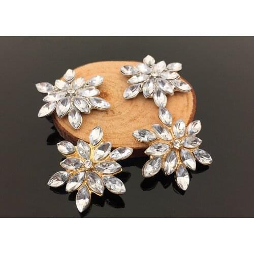 10 PCS 25*28mm Fashion Rhinestone Flower Metal Base Crafts Handmade DIY Jewelry Accessories
