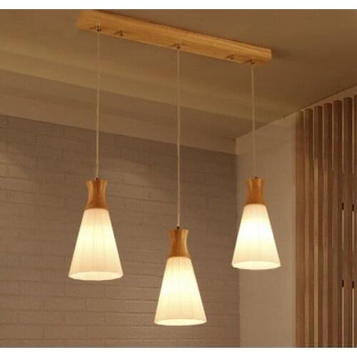 Wood Lamp Kitchen Island Pendant Light Set of 3 on Bar Dining Room Hanging Lamp Hanglamp Kitchen Light Fixture Luminaire