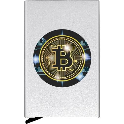 High Quality Metal Men Women Credit Card Holder Cryptocurrency Bitcoin Design Printing Travel ID Cardholder Case Rfid Wallet