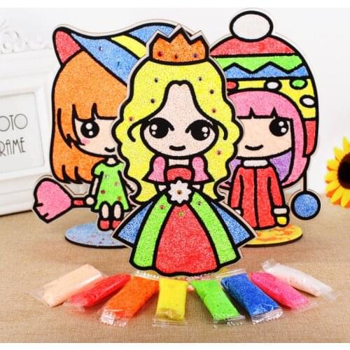 Kids 3D wood board painting DIY Snowflake mud painting EVA Pearl Clay Creative Toy drawing hand made craft toy