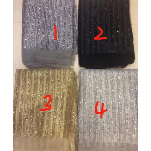 Strip deisgn JRB-122830 nigerian glued glitter lace fabric hot selling glitter net lace fabric