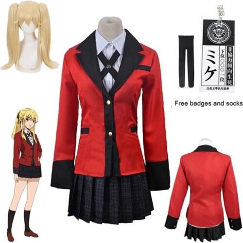 Meari Saotome Cosplay Costume Kakegurui Compulsive Gambler Cosplay Wigs Halloween Carnival Party Woman School Uniforms