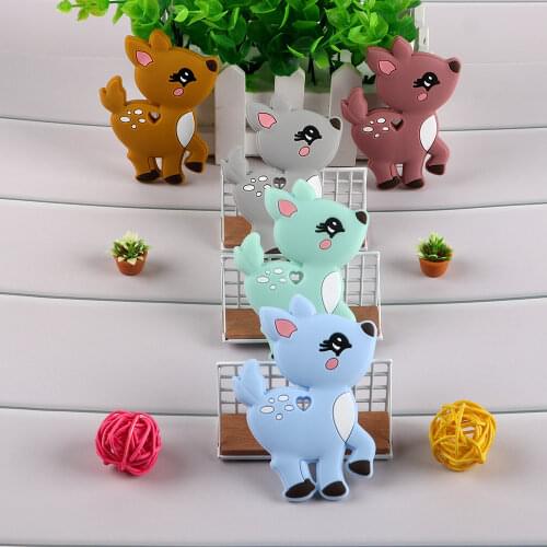 Kovic 1Pcs Cute And Charming Fawns Silicone Teether Rodent BPA Food Free Baby Molar Care Nipple Teething Ring