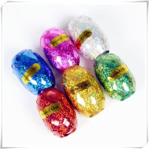 New width 5mm 10m Balloon small ribbon 6pcs DIY laser tied Crafts Foil Curling Ribbon birthday wedding decoration party supplies