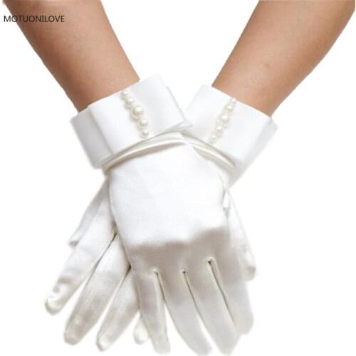 Matte Satin Wrist Length Wedding Bridal Gloves Full Fingers Women Gloves For Cosplay Party Prom Performance Fast Shipping Cheap