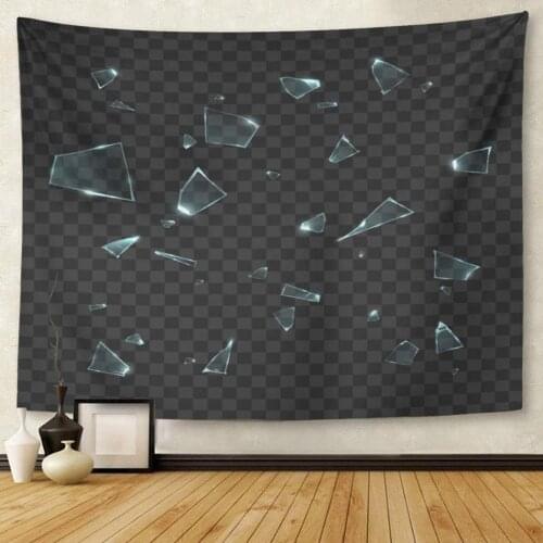Abstract Broken Glass Pieces Black 10 Accident Closeup Tapestry Wall Hanging for Living Room Bedroom Dorm 60x80 Inches