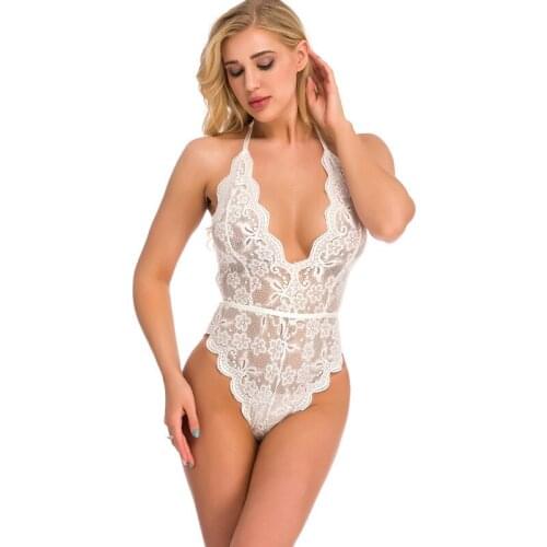 European plus size ladies erotic sexy lingerie see-through jumpsuits lace jumpsuits see-through sexy ladies clothing catsuits