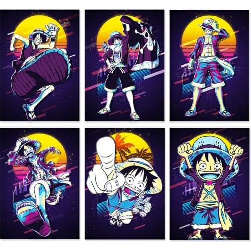 Japanese Anime Poster Cartoon Luffy Canvas Painting One Piece Wall Art Pictures and Prints for Kids Room Home Decor Cuadros