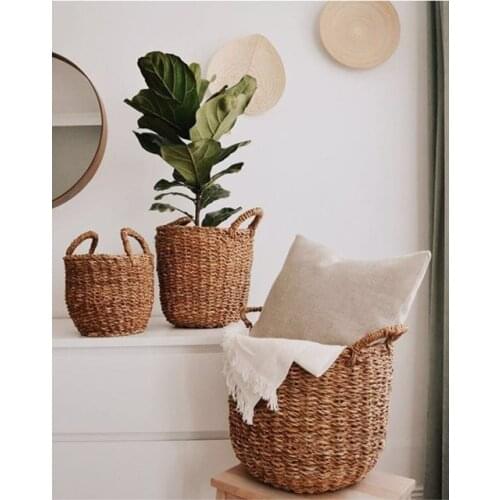 Regulator Wicker Basket Flower Pot 3'lü Set Natural Fonksiyoner