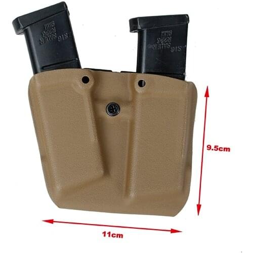 W&T Kydex Double Pistol Magazine Pouch G17 9mm Mag Belt Clip BK CB(SKU051500)