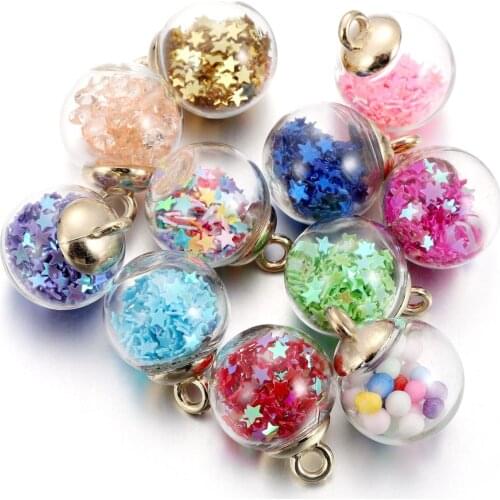 Glass Ball Pendant DIY Handmade Jewelry Accessories Earring Necklace Pendant Color Sequin Crystal Ball Pendant
