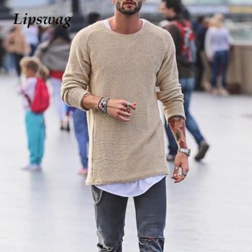 New Fashion Mens Solid Color Knitted Sweater 2021 Spring Casual Long Sleeve Streetwear Autumn Vintage Male O-Neck Pullover Tops