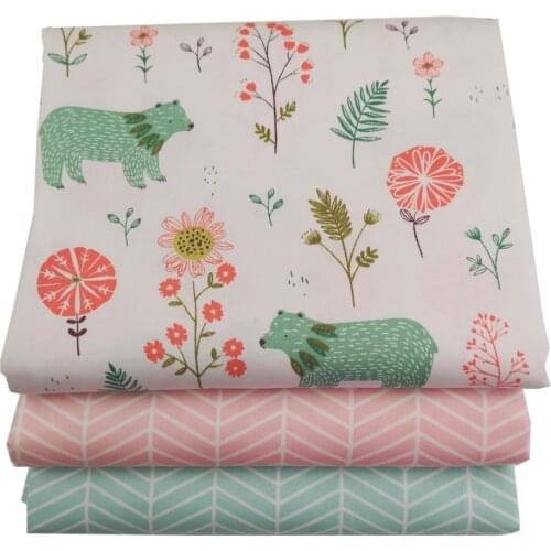 Syunss Diy Patchwork Cloth For Quilting Baby Cribs Cushions Dress Sewing Tissus Animal Forest Printed Twill Cotton Fabric Tecido