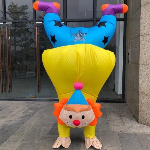 Unique Stand Upside Down Clown Costume Funny Carnival Party Inflatable Costume Halloween Costumes for Adult Handstand Clown