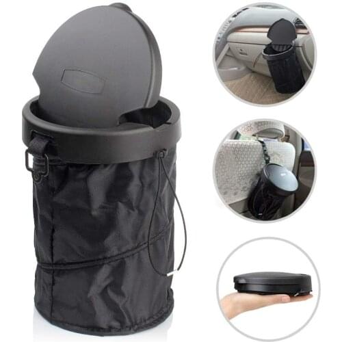 Universal Traveling Portable Car Trash Can - Collapsible Pop-up Trash Bin with Cover Seat Back Storage Rubbish Bin Box Case
