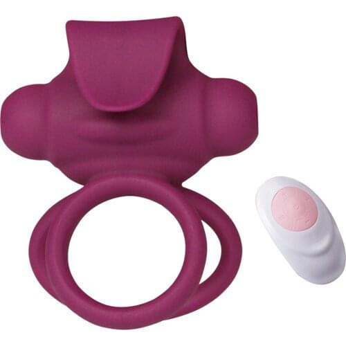 USB Wireless Remote Vibrator Cock Ring For Men Silicone Vibrating Double Ring Penis Rings Chastity Adult Sex Toys For Male Gay