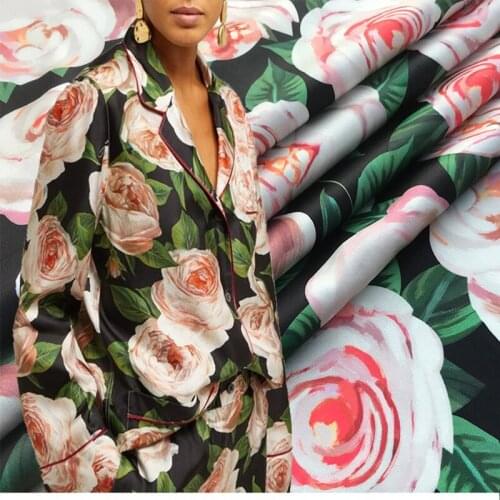 Spring classic printed fabric European brand big rose printing sewing fabric factory shop not out of stock