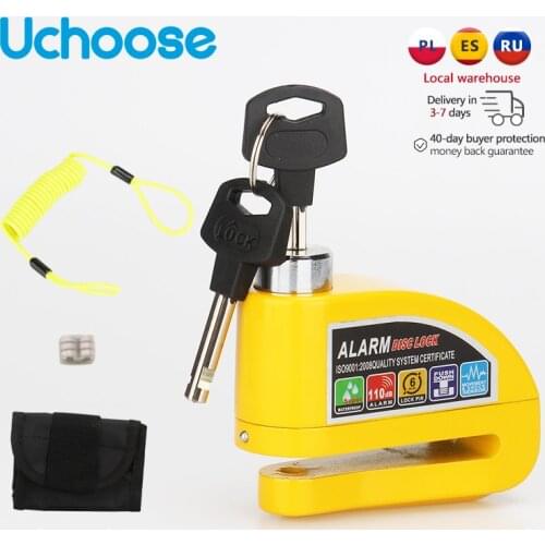 Motorcycle Scooter Wheel Disc Brake Alarm Lock Aluminum Alloy Security Anti-theft 2m Reminder Rope Lockstitch Bag Spare Battery
