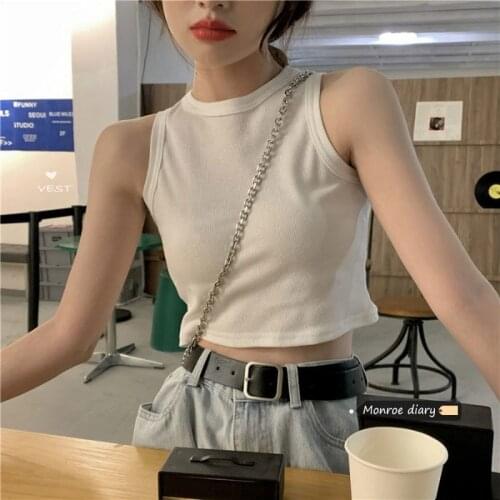 Womens Tops Vest Female Design Inside and Outside Wear White Suspenders Summer Short Umbilical Cord Sexy Hot Girl Top