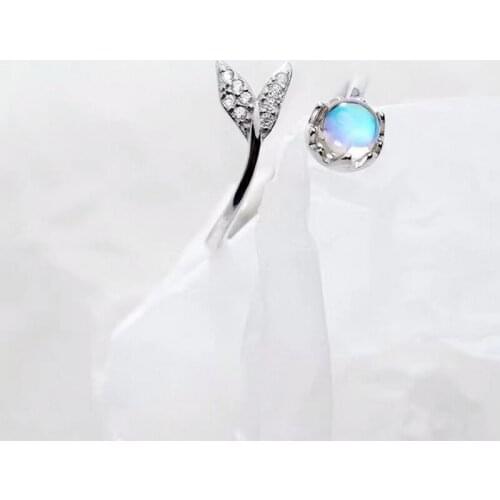 New Fashion Rings For Women Mermaid Tail Open Ring Adjustable Crystal Ring Jewelry Anillos Mujer Bagué Femme