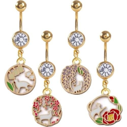 1pc Colorful Enamal Belly Ring Gold Anorized Belly Bars Dangle Belly Ring Piercing Jewelry