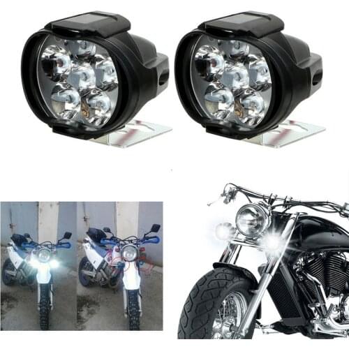 2pcs Motorcycle 6 LED Headlight High Bright Working Spot Light Electric Scooters Lamp Auxiliary Head Bulb