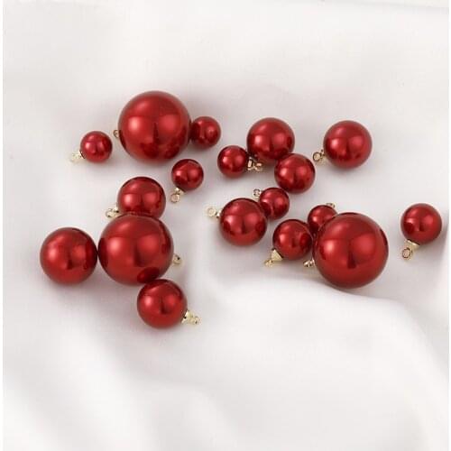 30pcs/lot red color 8-18mm geometry round shape Imitation pearl decoration beads diy jewelry earring/garment pendants accessory