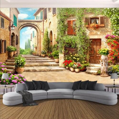3D Wallpaper European Town Street Background Wall Mural Living Room Bedroom Home Decor Wall Paper For Walls 3 D Papel De Parede
