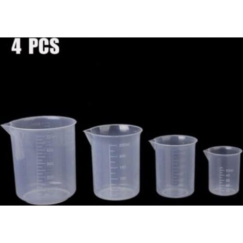 4Set 50/150/250/500ml Clear Plastic Graduated Measuring Cup Liquid Measure Jug Cup Container Kitchen Tool Gadgets