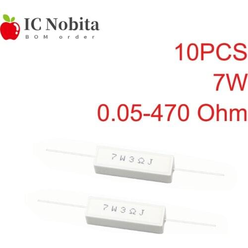 7W Ceramic Cement Resistor Resistance 0.1 0.05 0.22 0.33 0.47 0.5 1 2.7 3.3 3.9 4 5.1 5.6 6.8 8 10 47 56 68 100 120 300 470 Ohm