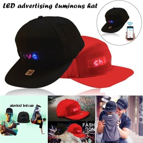 Animated Bluetooth LED Sign Hat Hip Hop Street Dance Party Parade Hiking Night Running Fishing Cap Gift TT@88