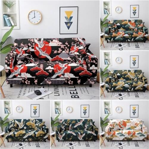Crane Pattern Couch Cover Elastic Sofa Cover for Living Room L Shaped Corner Sofa Cover Chaise Longue Sofa Slipcover