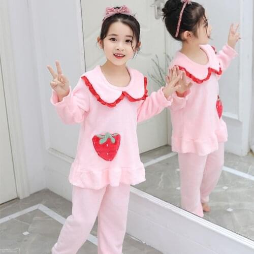 2021 Children Fleece Pajamas Warm Flannel Sleepwear Girls Boy Loungewear Coral Fleece Kids pijamas Homewear Winter Pyjama