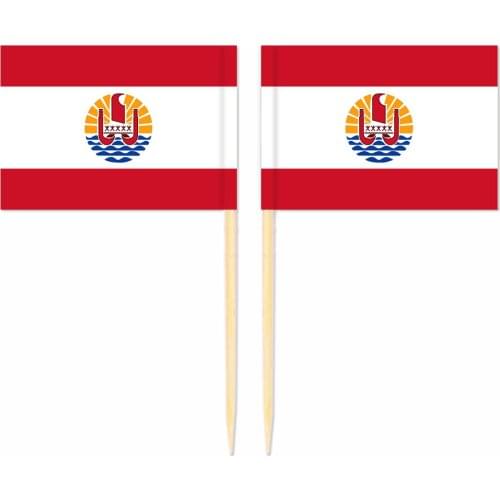 French Polynesia Toothpick Flag 3.5X2.5CM Cake Topper Party Cupcake Wedding Baby Shower Lovely Baking Dessert Decorations