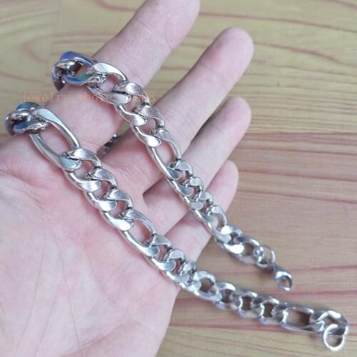 GNAYY huge Stainless Steel heavy large Figaro chain LINK curb chain necklace mens necklace jewelry 12mm 24 inch