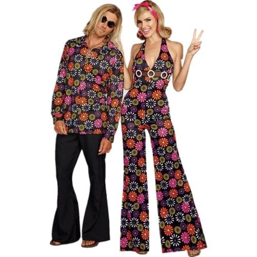 Halloween Party Retro 60s 70s Disco Gogo Cosplay Costume Rock Music Hippie Jazz Couples Funny Fancy Jumpsuit