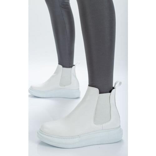 HERA WOMEN WHITE WATER PROOF LEATHER SLIP-RESISTANT OUTSOLE YANLARI BANDED SPORTS WINTER BOOTS SHOES