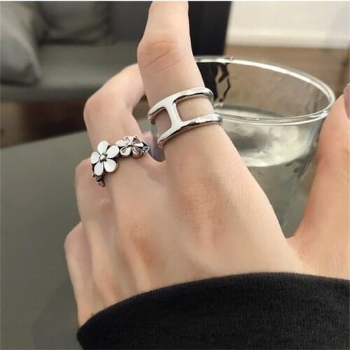 Vintage Flower Rings Girl Finger Accessories Fashion 925 Sterling Silver Rings Women Bijou Top Quality Silver Rings Female Gift