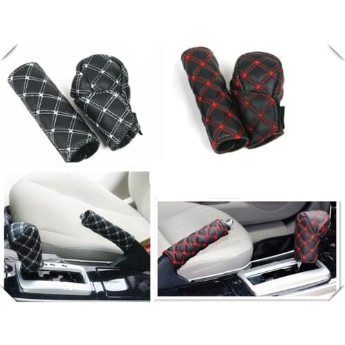 Car interior hand brake shift knob cover gear box 2 pieces / set for Volvo ReCharge Heico Caresto T6 Toyota Infiniti