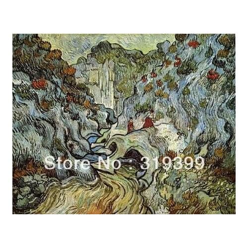 Linen Canvas Oil Painting reproduction,A Path through a Ravine by Vincent Van Gogh ,Free DHL or FedEx Shipping,100%handmade