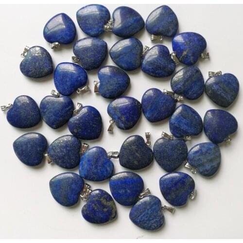 Fashion natural stone Lapis lazuli heart charms pendant for jewelry making Necklace accessories 20mm 12Pcs/lot Free shipping