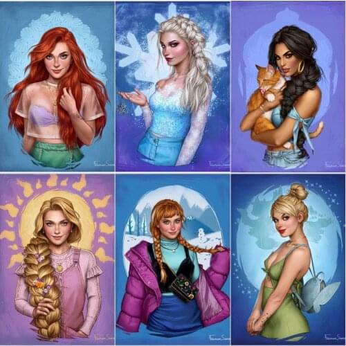 Disney Cartoons Disney Princess Characters Elsa Diamond Painting Cross Stitch Kits Embroidery Mosaic Resin Home Decor Girl Gifts